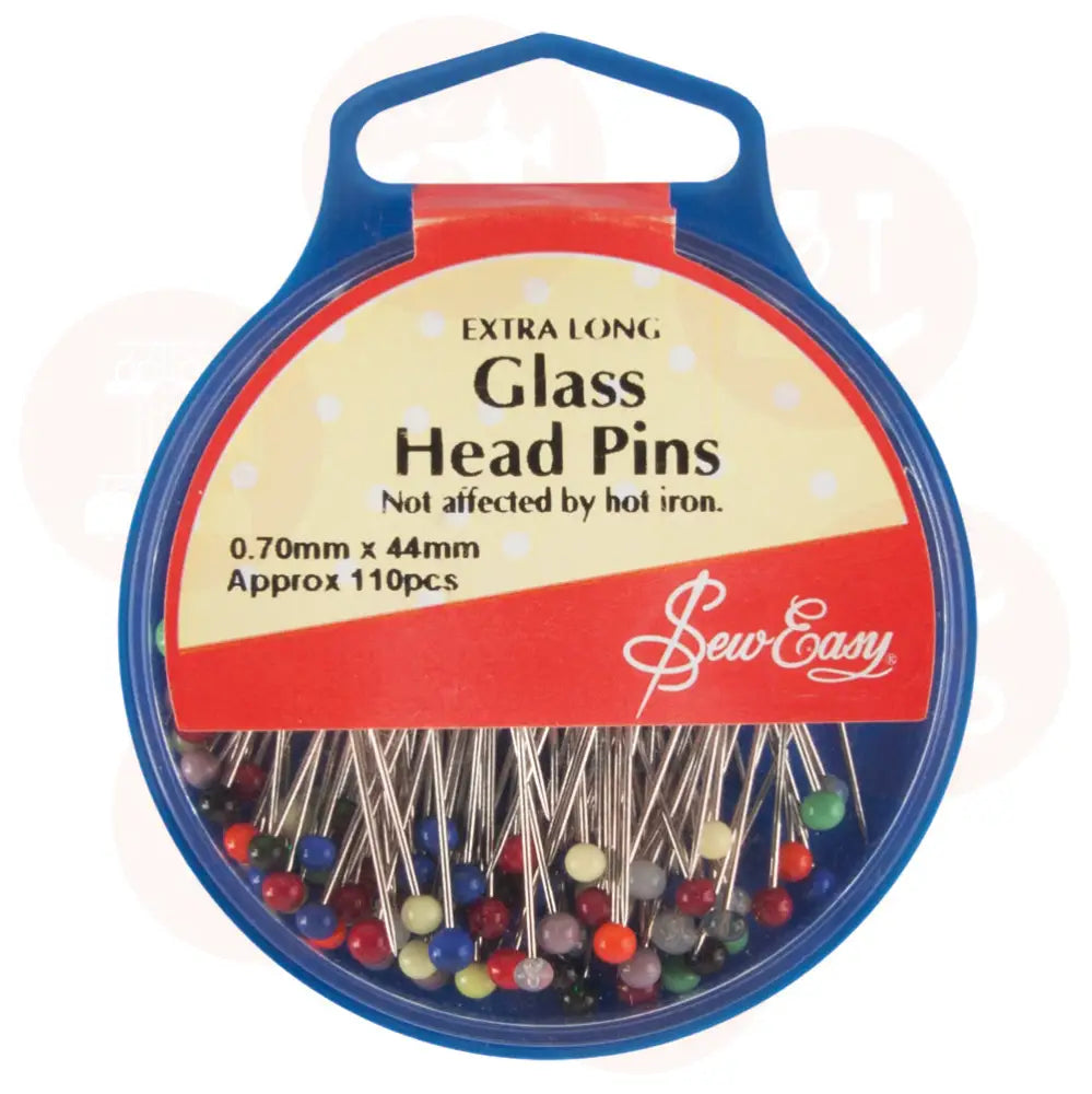 ER679.L SEW EASY Pins: Glass Head: 44mm HABADASHERY