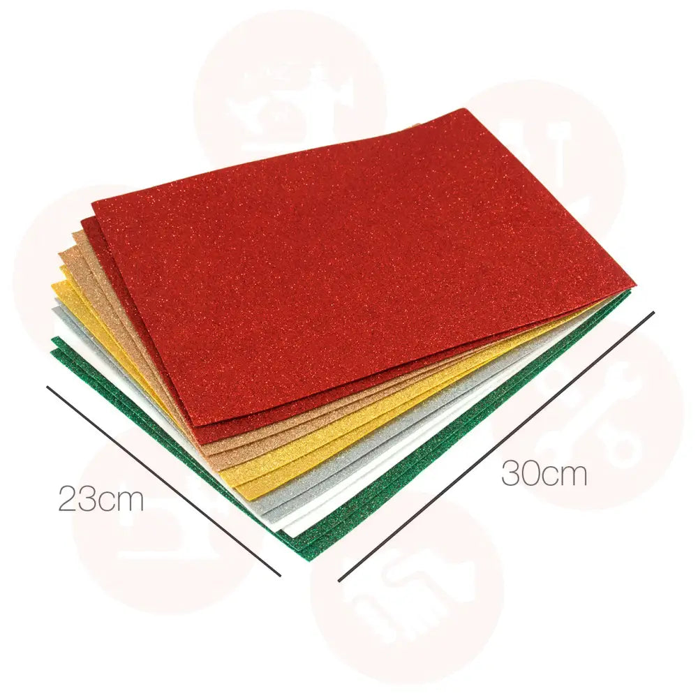 FPP17 Felt: Acrylic: 30 x 23cm: Glitter: Assorted Colours: 12 Pieces HABADASHERY