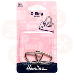 H4516.25.Nk Hemline D Ring: 25Mm: Nickel: 2 Pieces Code: Bag Making Supplies