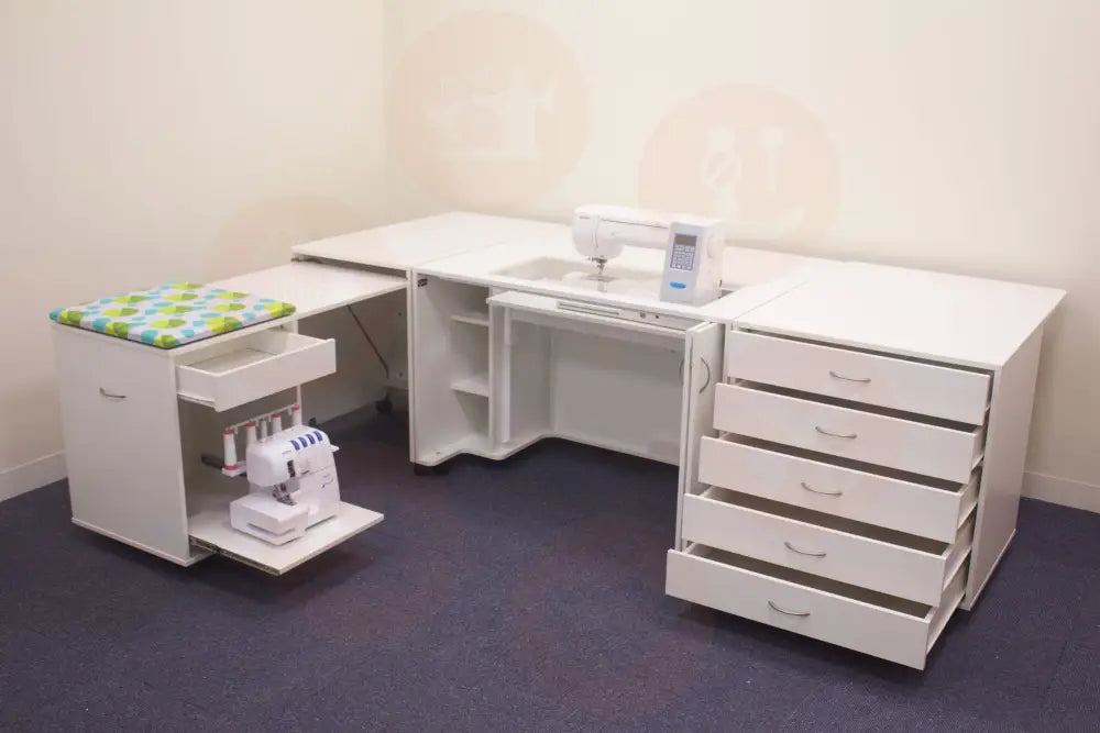 Horn 5-Drawer Unit – Modular Sewing Storage with Extendable Work Area White UNITED KINGDOM