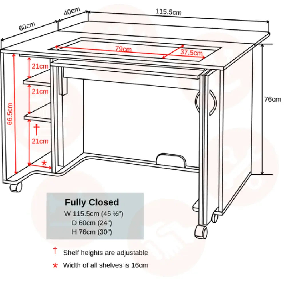 Horn 860 Modular Sewing Cabinet with Electric Lift & SuperMaxi Opening White