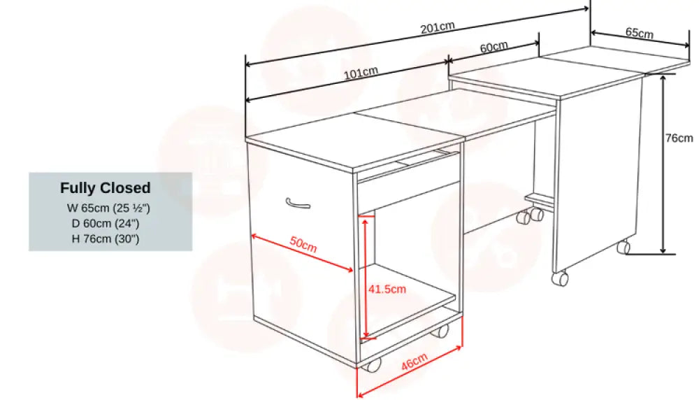 Horn Overlocker Caddy – Modular Unit with Expandable Worksurface & Storage White UNITED KINGDOM