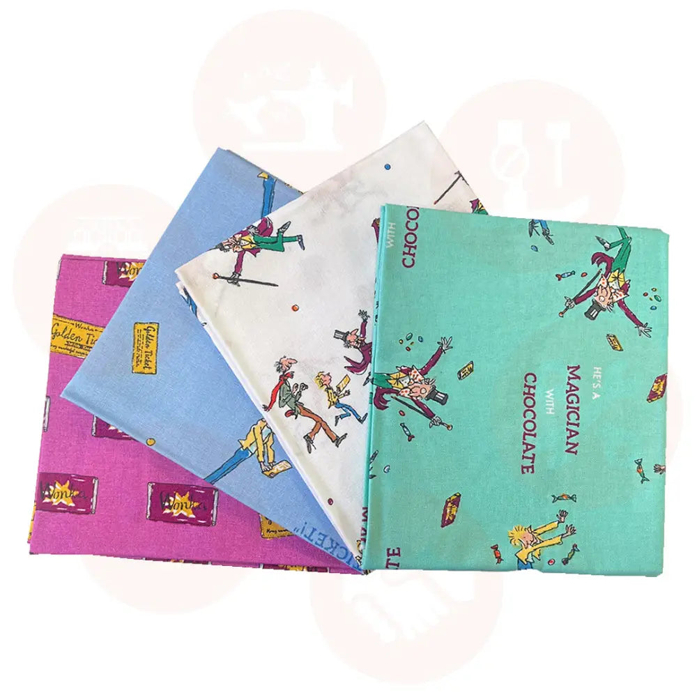 2751-06 Charlie And The Chocolate Factory – Roald Dahl Fat Quarters 4Pc Fabric