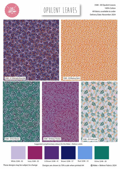 3580-00 Opulent Leaves – Cotton Fat Quarters Fabric