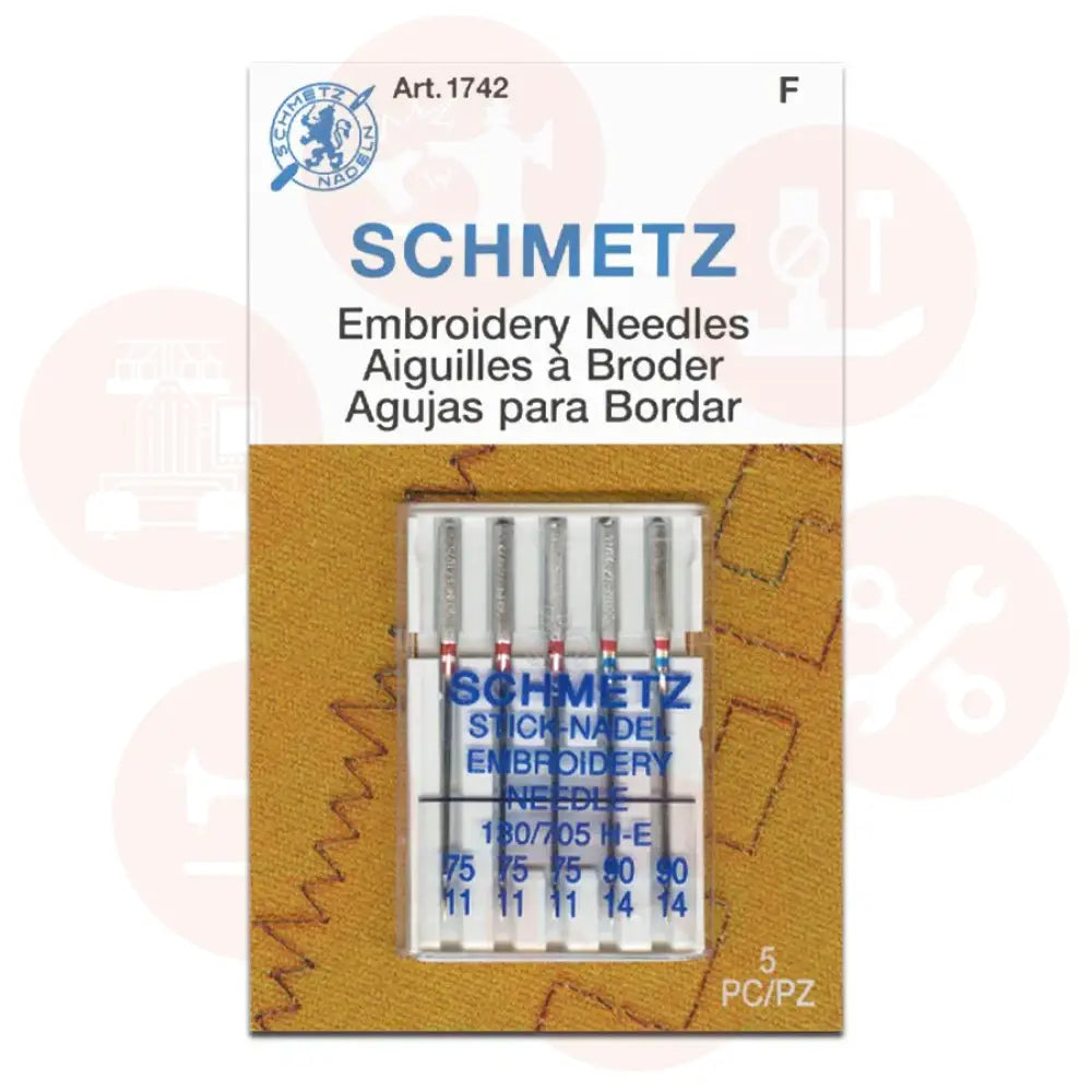 705Eb5Cx7590 Schmetz Embroidery Size 75-90 Pack Of 5 Carded Domestic Parts