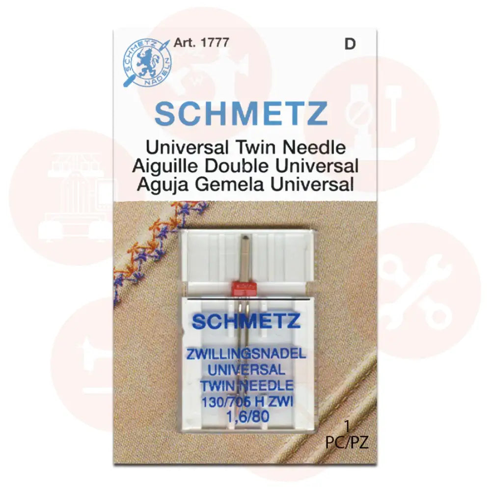 705Zwib1Cx1.6/80 Schmetz Twin 1.6Mm Size 80 Pack Of 1 Carded Domestic Parts