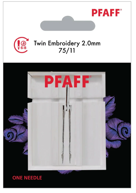 821358096 PFAFF TWIN EMBROIDERY 2.0MM 75/11 NEEDLE