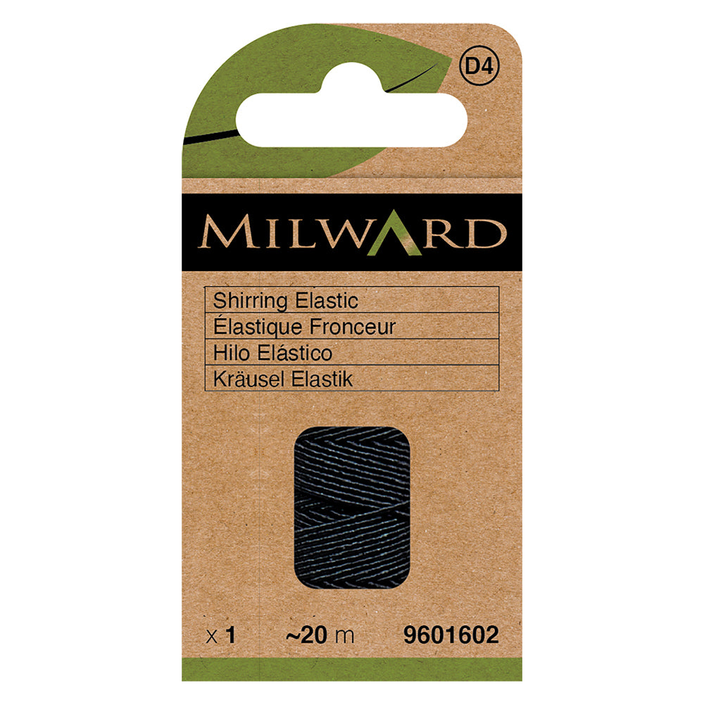 9601602 MILWARD Shirring Elastic: 20m x 0.75mm: Black
