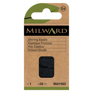 9601602 MILWARD Shirring Elastic: 20m x 0.75mm: Black