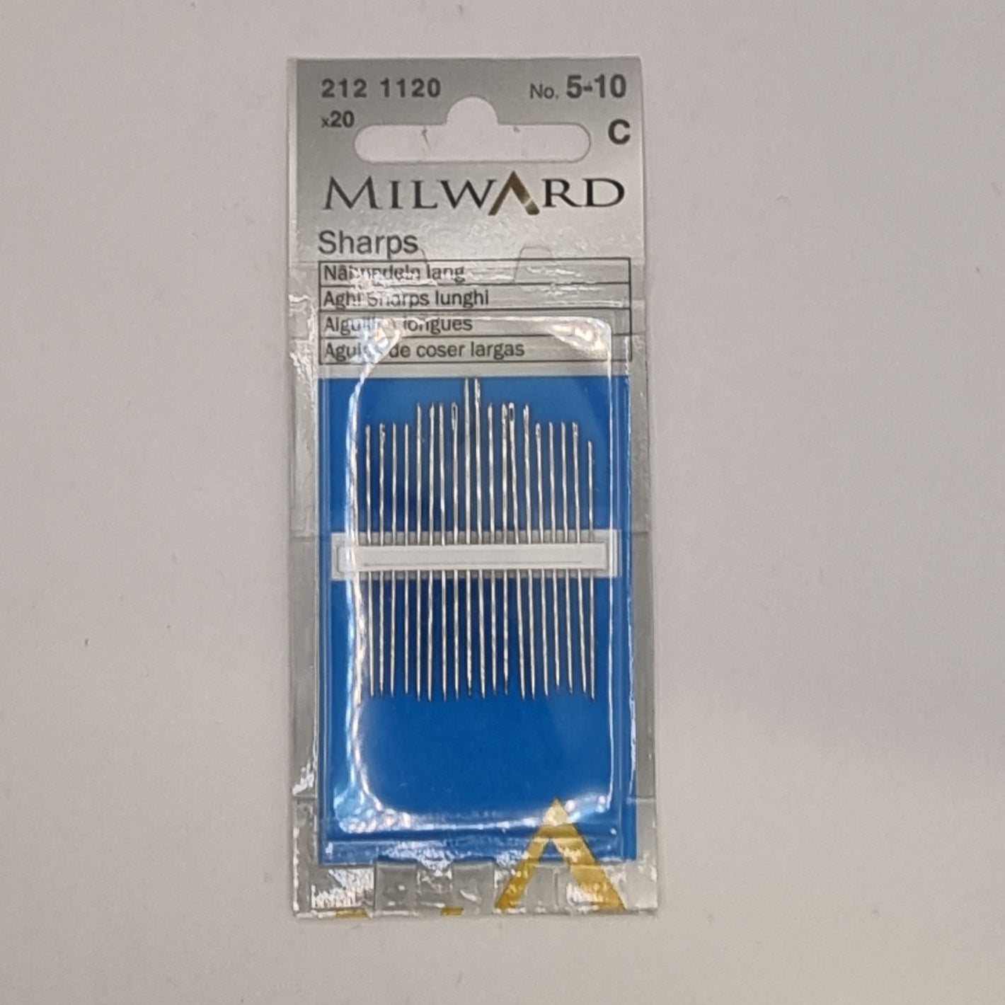 M2121120 MILWARD HAND SEWING NEEDLES SHARPS NO. 5-10