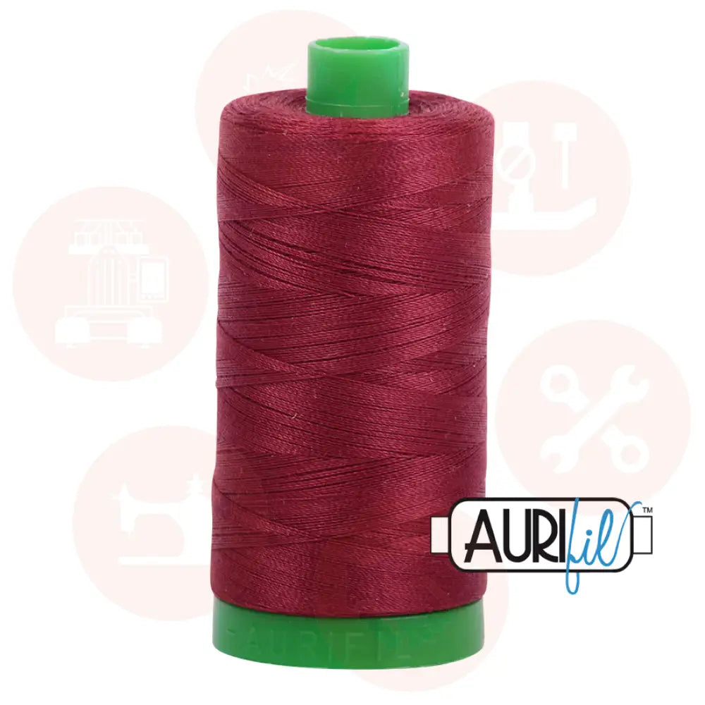 Aurifil 40Wt Cotton Mako Thread - Dark Carmine Red Mk40Sp-2460 Domestic