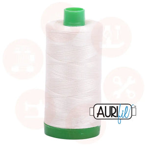 Aurifil 40Wt Cotton Mako Thread -Silver White Mk40Sp-2309 Domestic