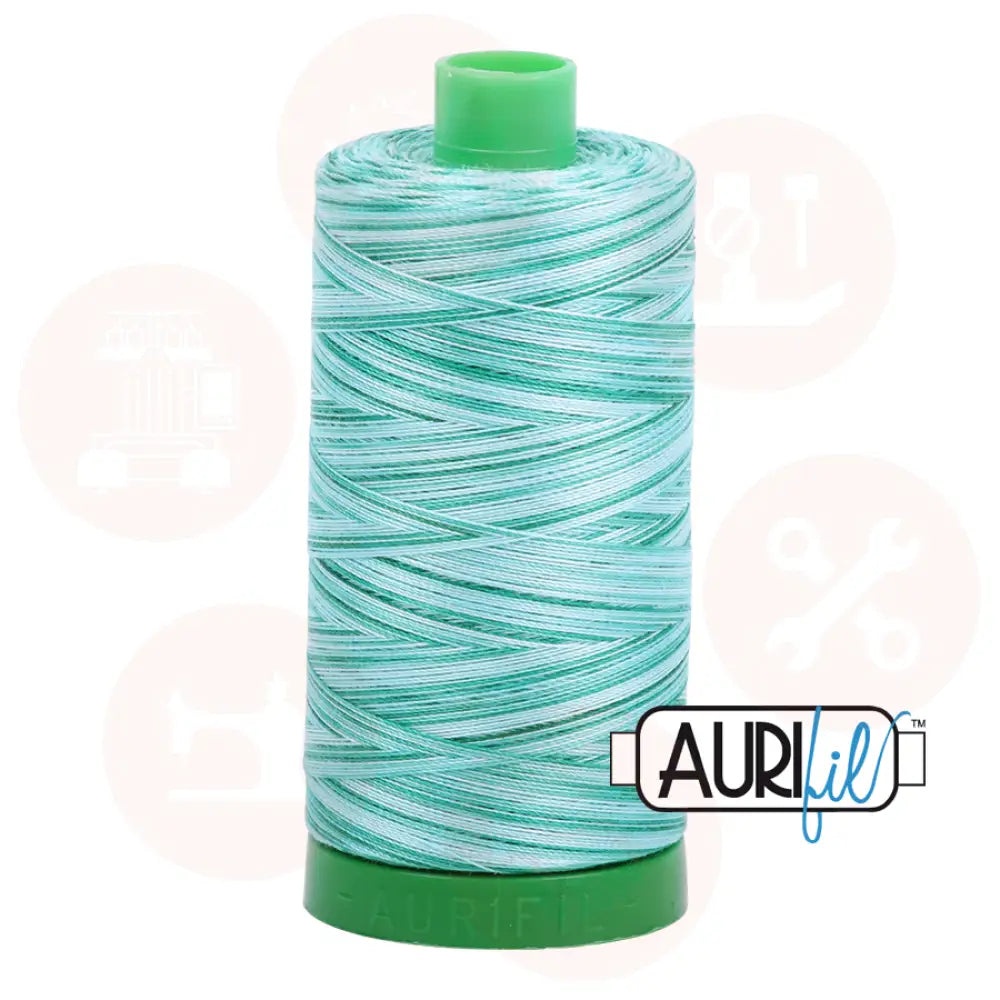 Aurifil 40Wt Cotton Mako Thread -Varigated Creme De Menthe Mk40Sp-4662 Domestic