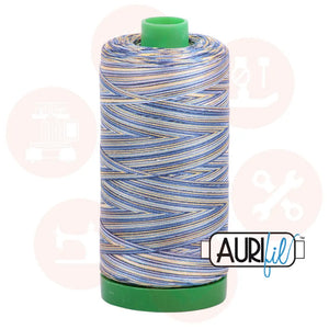 Aurifil 40Wt Cotton Mako Thread -Varigated Lemon Blueberry Mk40Sp-4649 Domestic