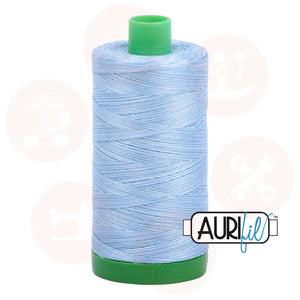 Aurifil 40Wt Cotton Mako Thread -Varigated Stone Wash Denim Mk40Sp-3770 Domestic