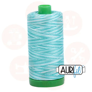 Aurifil 40Wt Cotton Mako Thread -Varigated Turquoise Foam Mk40Sp-4654 Domestic