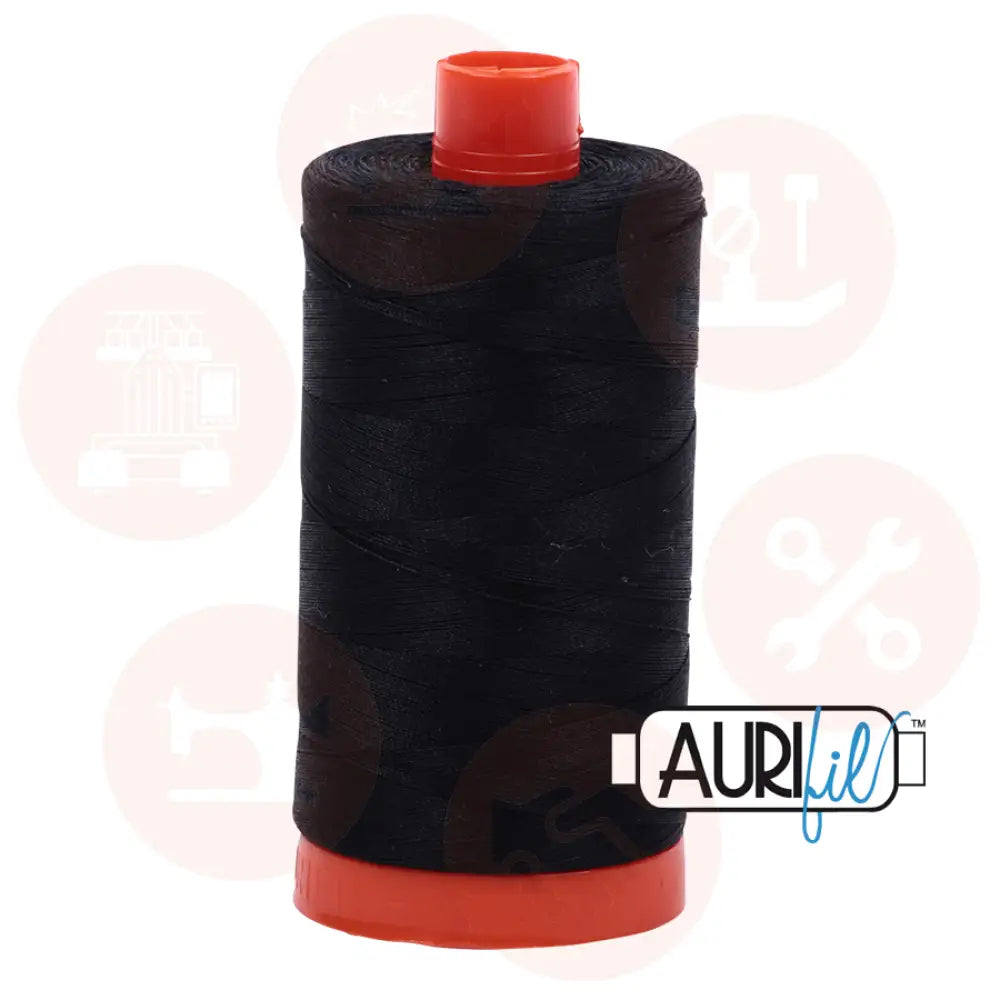 Aurifil 50Wt Cotton Mako Thread -Black Mk50Sp-2692 Domestic