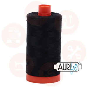 Aurifil 50Wt Cotton Mako Thread -Black Mk50Sp-2692 Domestic