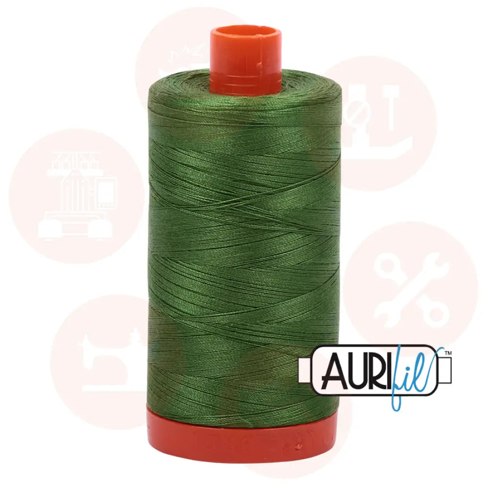 Aurifil 50Wt Cotton Mako Thread -Dark Grass Green Mk50Sp-5018 Domestic