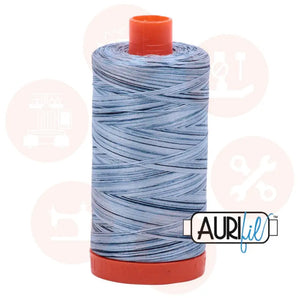 Aurifil 50Wt Cotton Mako Thread Varigated Stonewash Blues Mk50Sp-4669 Domestic