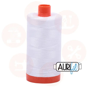 Aurifil 50Wt Cotton Mako Thread -White Mk50Sp-2024 Domestic