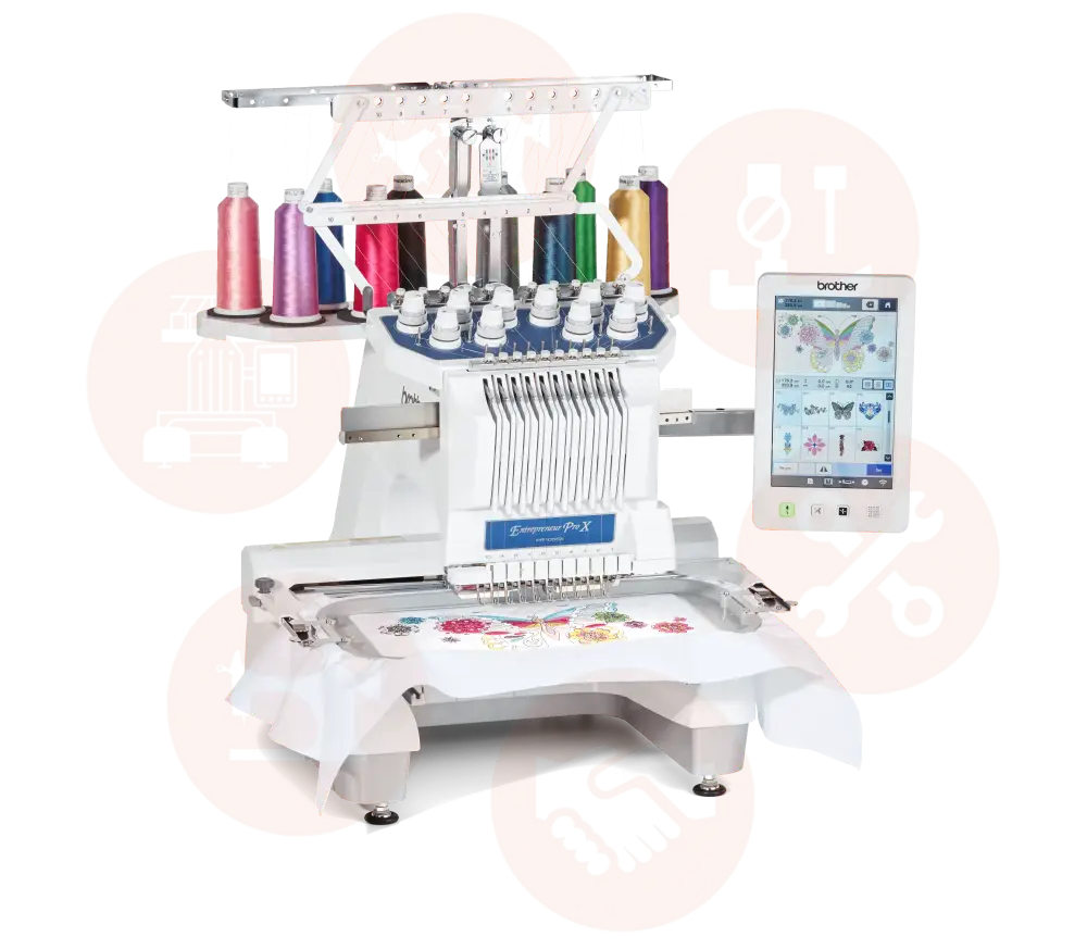 Brother Pr1055X Embroidery Machine + Cap Frame Prcf5 Cylinder Prcl1 Domestic