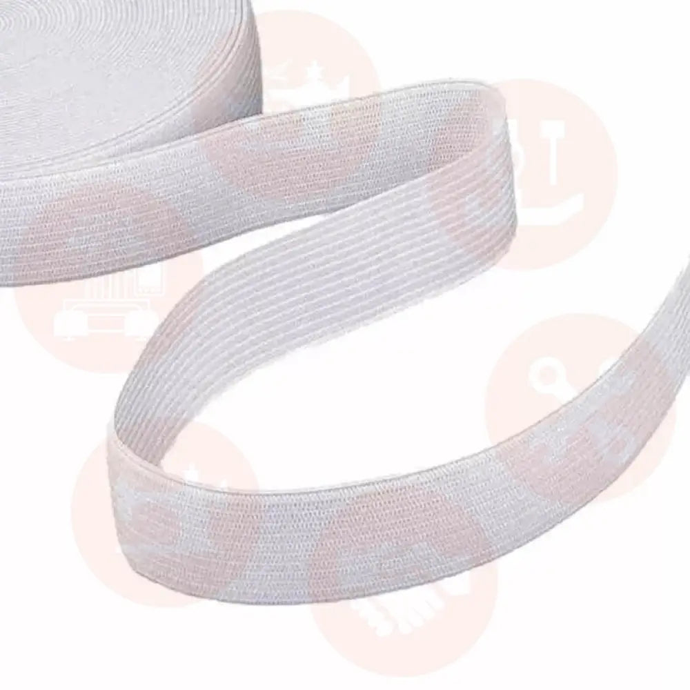 E251Mw 25Mm Loom Elastic White 1 Meter Length