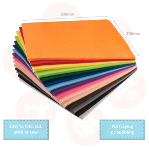 FPP11 Felt: Acrylic: 23 x 30cm: Assorted: 60 Pieces HABADASHERY