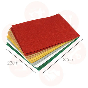 FPP17 Felt: Acrylic: 30 x 23cm: Glitter: Assorted Colours: 12 Pieces HABADASHERY