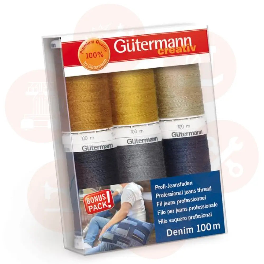 Gutermann Thread Set Denim 100M X 6 Reels Tsa731144/1 Domestic