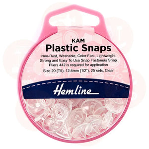 H443.Aqua Hemline Snap Fasteners: Plastic: Kam: 25 X 12.4Mm Sets: Clear Fastners And Closures