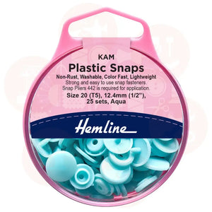 H443.Aqua Hemline Snap Fasteners: Plastic: Kam: 25 X 12.4Mm Sets: Aqua Fastners And Closures