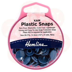 H443.Navy Hemline Snap Fasteners: Plastic: Kam: 25 X 12.4Mm Sets: Navy Fastners And Closures