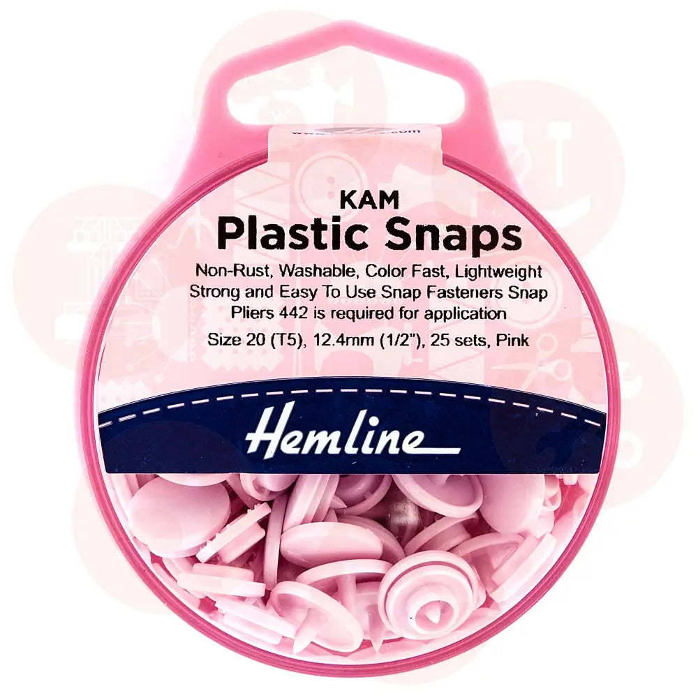 H443.Pink Hemline Snap Fasteners: Plastic: Kam: 25 X 12.4Mm Sets: Pink Fastners And Closures