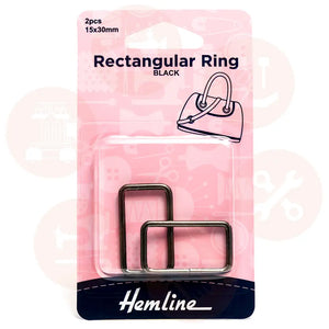 H4503.30.Nb Hemline Rectangular Ring: 30Mm: Nickel Black: 2 Pieces Bag Making Supplies