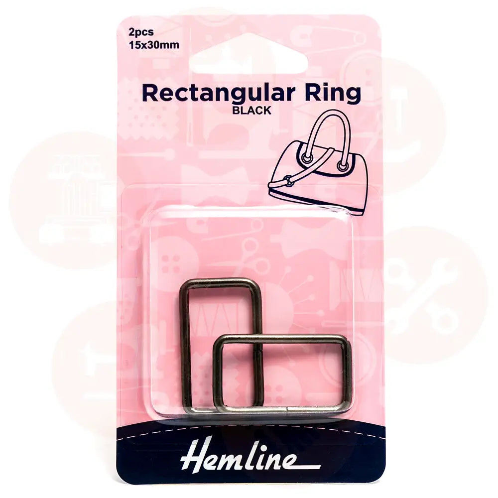 H4503.30.Nb Hemline Rectangular Ring: 30Mm: Nickel Black: 2 Pieces Bag Making Supplies