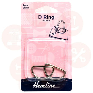 H4516.25.Nk Hemline D Ring: 25Mm: Nickel: 2 Pieces Code: Bag Making Supplies