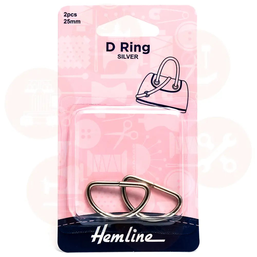 H4516.25.Nk Hemline D Ring: 25Mm: Nickel: 2 Pieces Code: Bag Making Supplies