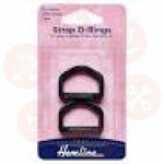 H452.25.B Hemline Strap D Rings: 25Mm: Black: 2 Pieces Bag Making Supplies