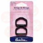 H452.25.B Hemline Strap D Rings: 25Mm: Black: 2 Pieces Bag Making Supplies