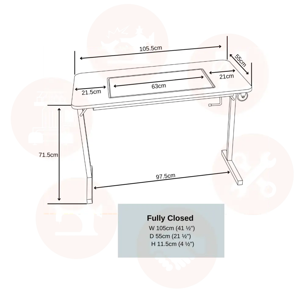 Horn Hide-Away MK2 Sewing Table White UNITED KINGDOM