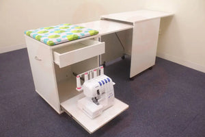 Horn Overlocker Caddy – Modular Unit with Expandable Worksurface & Storage White UNITED KINGDOM