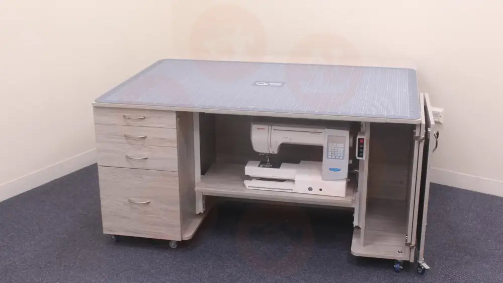 Tasman Electric Sewing Cabinet with Deep Storage Drawers & SuperMaxi Opening