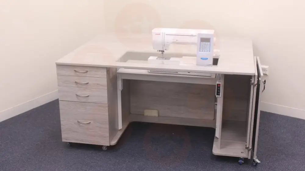 Tasman Electric Sewing Cabinet with Deep Storage Drawers & SuperMaxi Opening