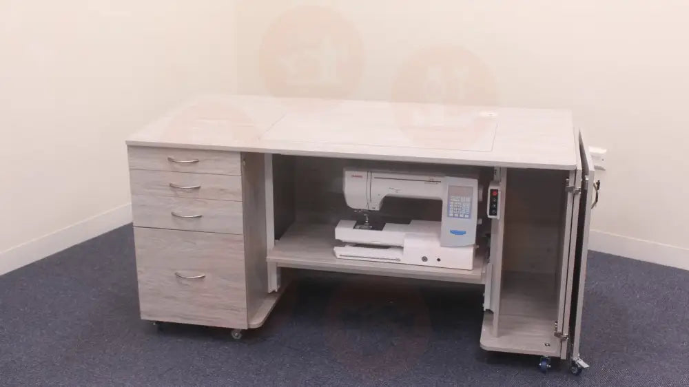 Tasman Electric Sewing Cabinet with Deep Storage Drawers & SuperMaxi Opening