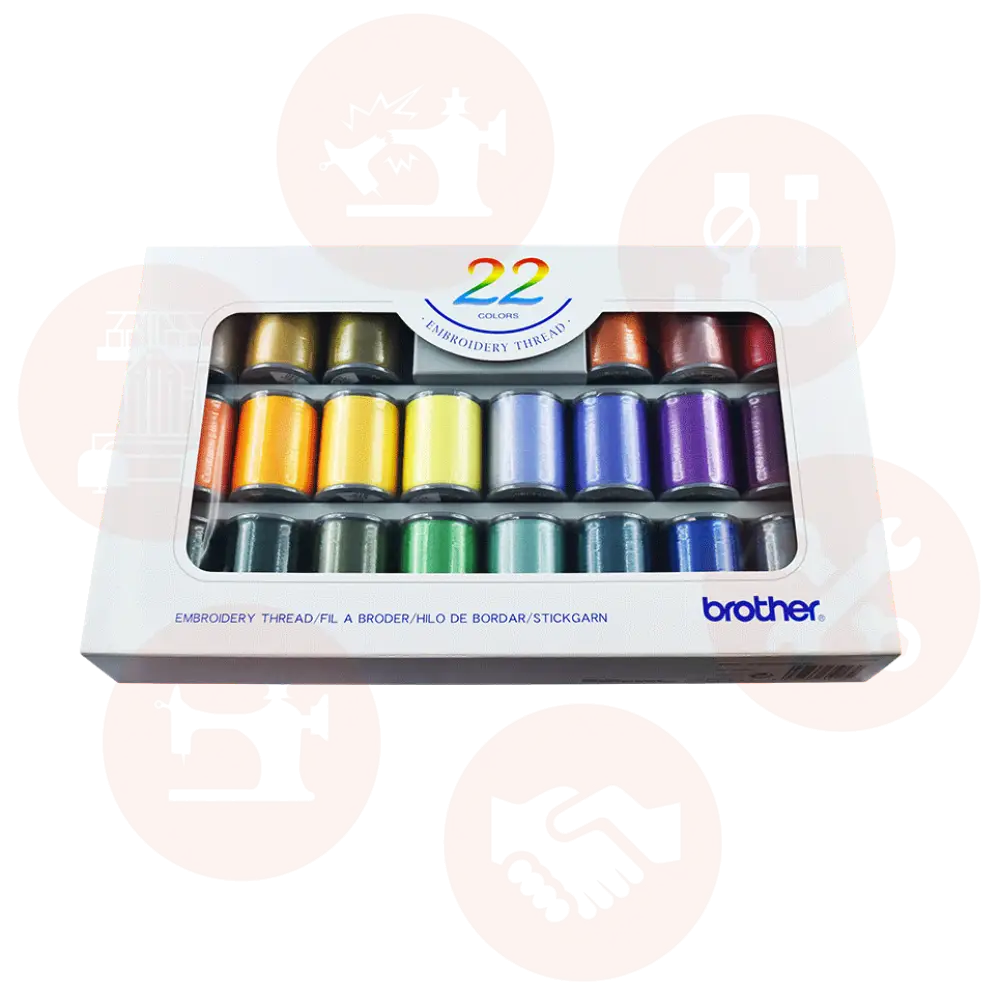 Xg6637001 Brother Satin Embroidery Set 22 Colours – 300M Domestic Thread