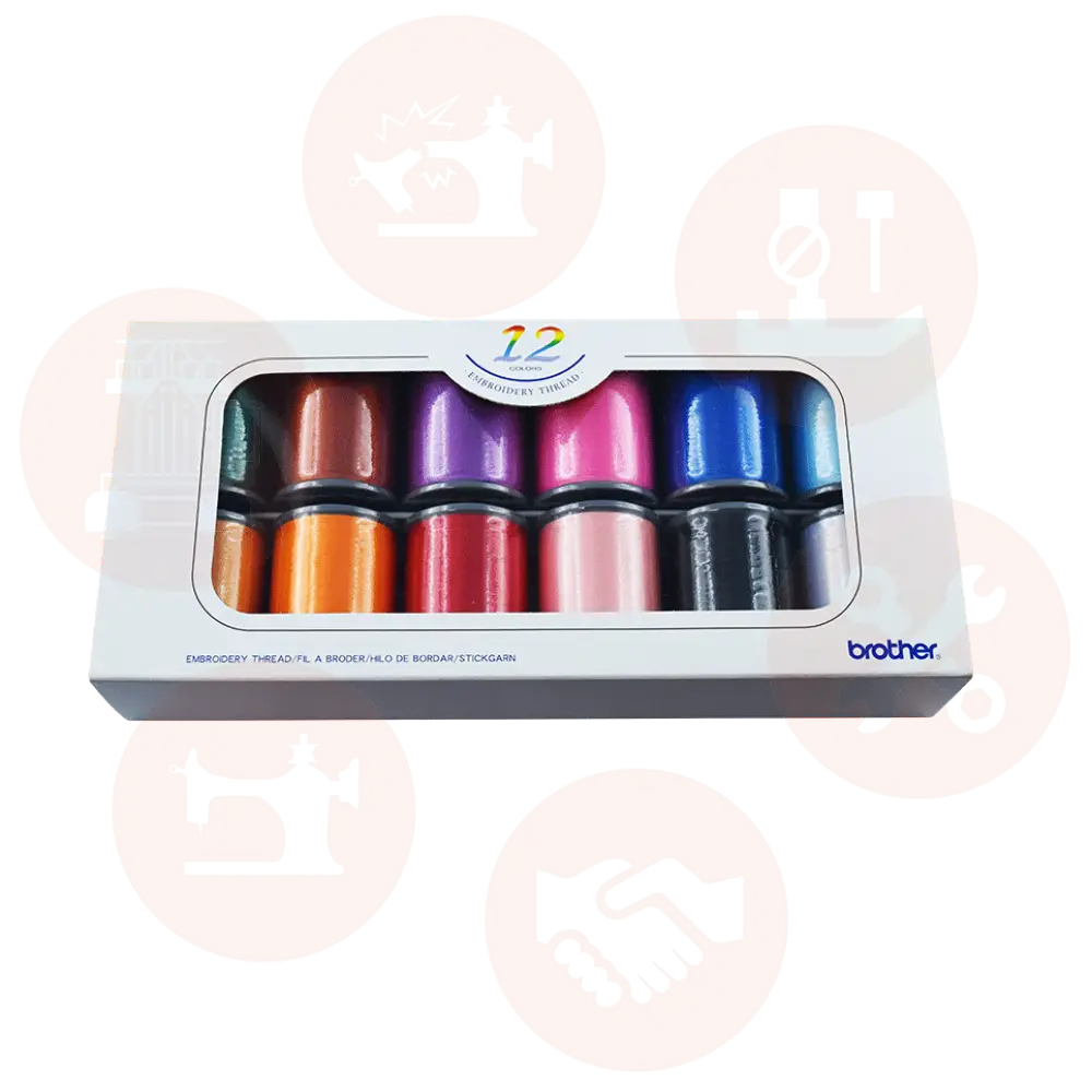 Xg6639001 Brother Satin Embroidery Set 12 Colours – 300M Domestic Thread